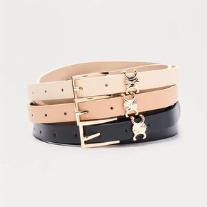 Elegant Women's Belt Set - Black, Cream, Tan